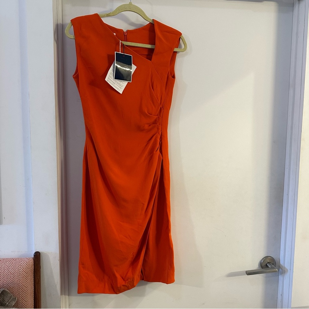 Oscar de la Renta Vibrant Orange Midi Dress